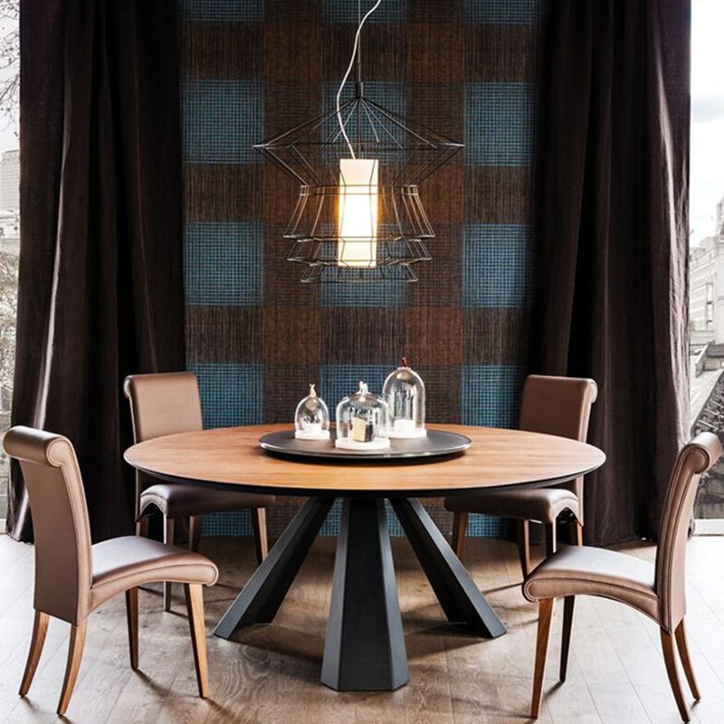 Round Shape 3 Legs Modern Dining Table Wood Color Fixed Table of Solid Wood Clearhalo ' dining_table' 'Dining Tables & Seating' 'Dining Tables' 'Furniture' 'furniture_dining_table' 'Kitchen & Dining Furniture' 'kitchen&dining_furn' 'kitchen' 'kitchen_dining_table' 1200x1200_a8ef6527-d2dc-4a30-99ff-ba19f7384382