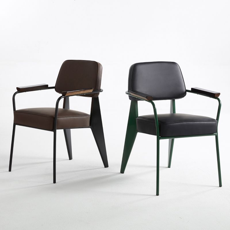 Open Back Dining Arm Chair Industrial Upholstered Armchairs with Metal Legs Clearhalo ' kitchen&dining_furn' 'Dining Chairs' 'Dining Tables & Seating' 'dining_chair' 'Furniture' 'furniture_dining_chair' 'Kitchen & Dining Furniture' 'kitchen' 1200x1200_a8f15499-0ca5-4c36-b66a-c0ba3548b2bd