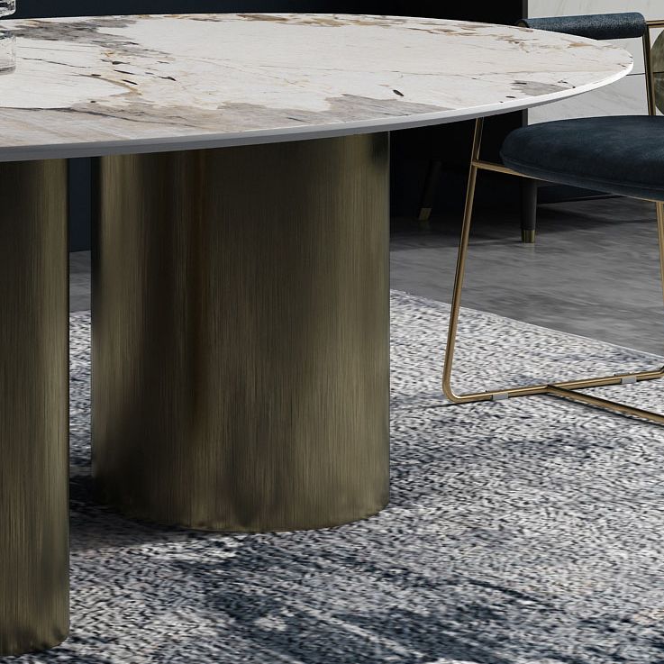Glam Sintered Stone Standard Dining Table Oval Dining Table with 3 Legs Clearhalo ' dining_table' 'Dining Tables & Seating' 'Dining Tables' 'furn' 'furn_dining_table' 'Furniture' 'furniture_dining_table' 'Kitchen & Dining Furniture' 'kitchen&dining_furn' 'kitchen' 'kitchen_dining_table' 1200x1200_a8f18aa6-d405-4b44-9546-4801358d233d