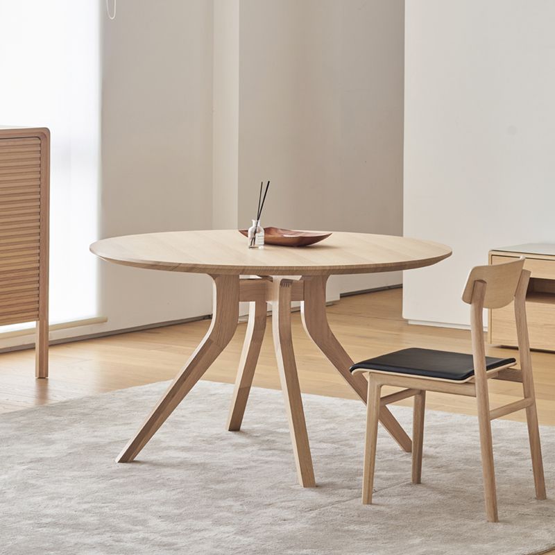 Natural Round Table Wooden Dining Room Kitchen Home Furniture with 4 Legs Clearhalo 'Dining Tables & Seating' 'Dining Tables' 'dining_table' 'furn' 'furn_dining_table' 'Furniture' 'Kitchen & Dining Furniture' 1200x1200_a8f1c5c6-29b0-48fe-ae53-fc6c075fdf1a
