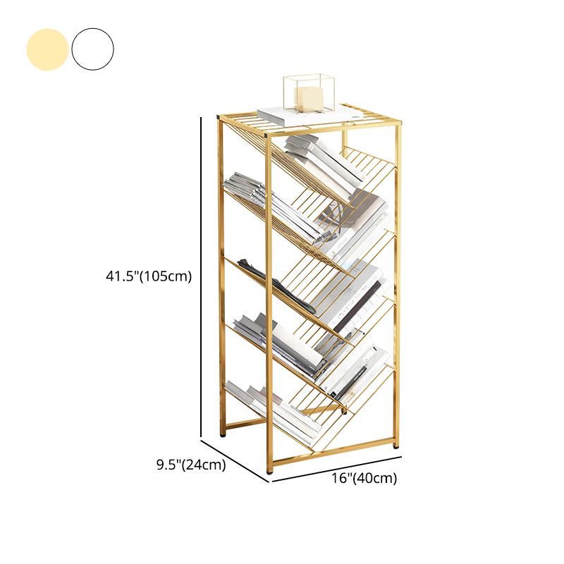Metal Vertical Geometric Bookcase Contemporary Style Closed Back Shelf Clearhalo 'Bookcases' 'furn' 'furn_bookcases' 'Furniture' 'Office Furniture' 1200x1200_a8f32ebe-74f7-4ac8-86d6-4b129e27380b