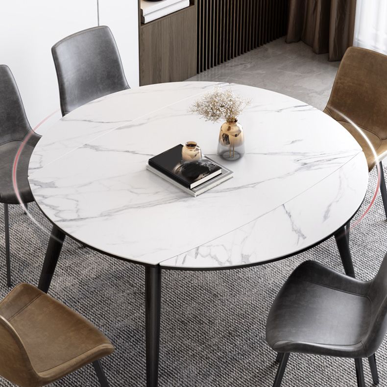 Contemporary Extendable Sintered Stone Table Round Shape Standard Dining Table for Kitchen Clearhalo ' dining_table' 'Dining Tables & Seating' 'Dining Tables' 'furn' 'furn_dining_table' 'Furniture' 'furniture_dining_table' 'Kitchen & Dining Furniture' 'kitchen&dining_furn' 'kitchen' 'kitchen_dining_table' 1200x1200_a8f3be9e-2e87-45d7-b6e8-ad1f6bc48531