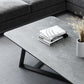 Glam Rectangle Stone Top Coffee Table with Iron Cross Legs Cocktail Table