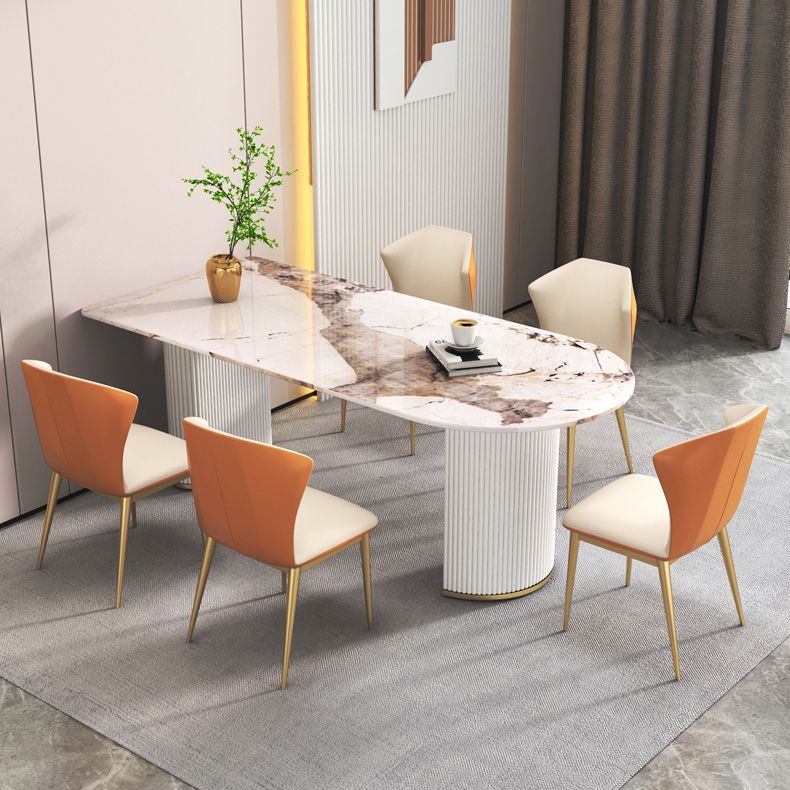 Free Form Modern Dining Table White Tone Fixed Table with Sintered Stone Clearhalo ' dining_table' 'Dining Tables & Seating' 'Dining Tables' 'furn' 'furn_dining_table' 'Furniture' 'furniture_dining_table' 'Kitchen & Dining Furniture' 'kitchen&dining_furn' 'kitchen' 'kitchen_dining_table' 1200x1200_a8f57975-deb7-4013-9a8e-0090720067d8