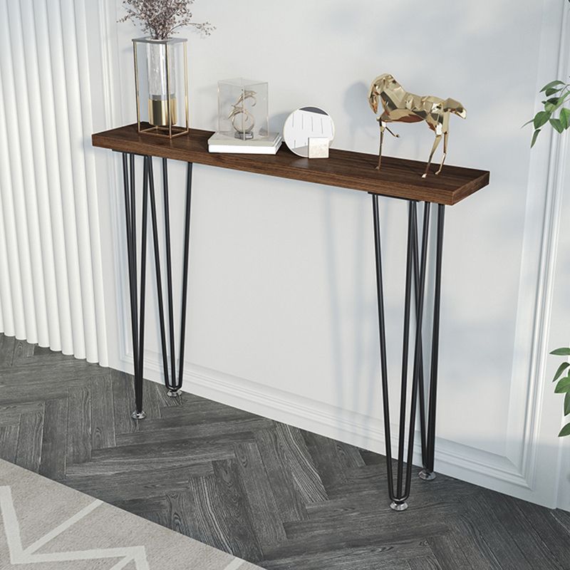 Tavolo da console top in legno massiccio da 31,5 "H con gambe metalliche moderne