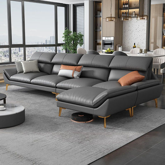 Contemporary Faux Leather Living Room Flared Arm Cushions Seating Clearhalo 'furn' 'furn_sectionals' 'Furniture' 'Living Room Furniture' 'Sectionals' 1200x1200_a8faae32-ef52-4899-9325-b4819b8340ff