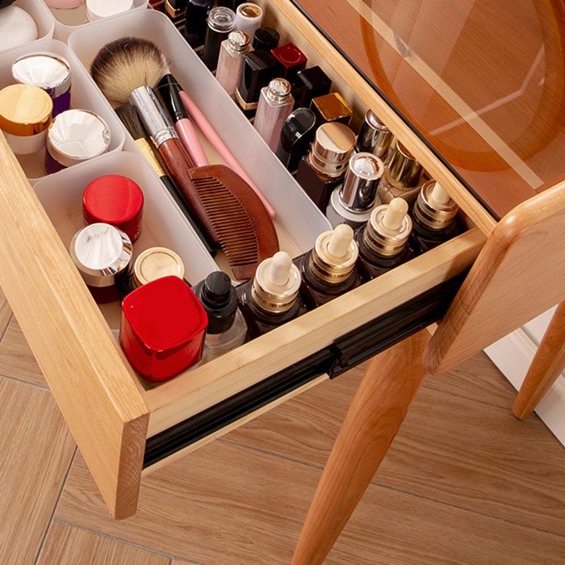 Contador de maquillaje de vidrio 18.11 "Mesas de tocador de madera maciza de ancho con 1 cajones de almacenamiento