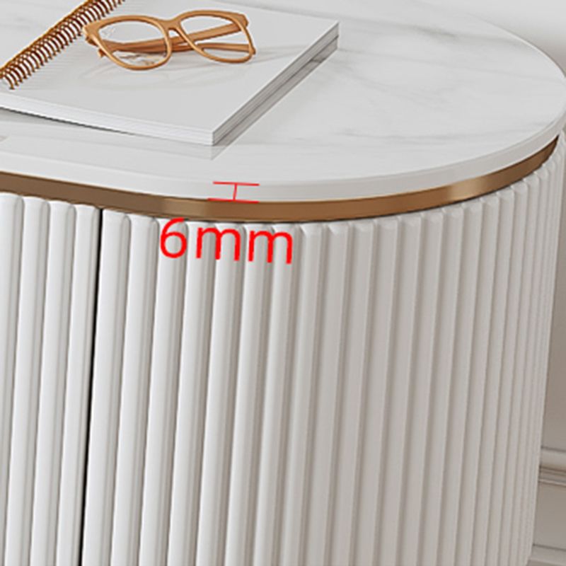 Console glam oval white tv stand con ripiani per soggiorno