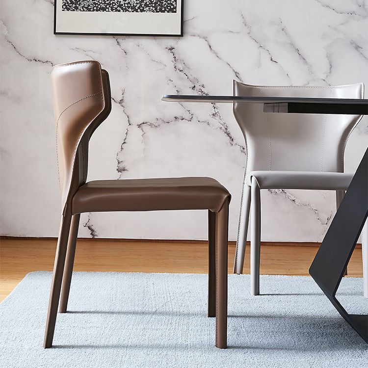 Contemporary Style Dining Chair Armless Metal Wingback Chair for Kitchen Clearhalo ' kitchen&dining_furn' 'Dining Chairs' 'Dining Tables & Seating' 'dining_chair' 'furn' 'furn_dining_chair' 'Furniture' 'furniture_dining_chair' 'Kitchen & Dining Furniture' 'kitchen' 1200x1200_a8fbc83f-60b8-4ca1-8d18-8c34eacc0482