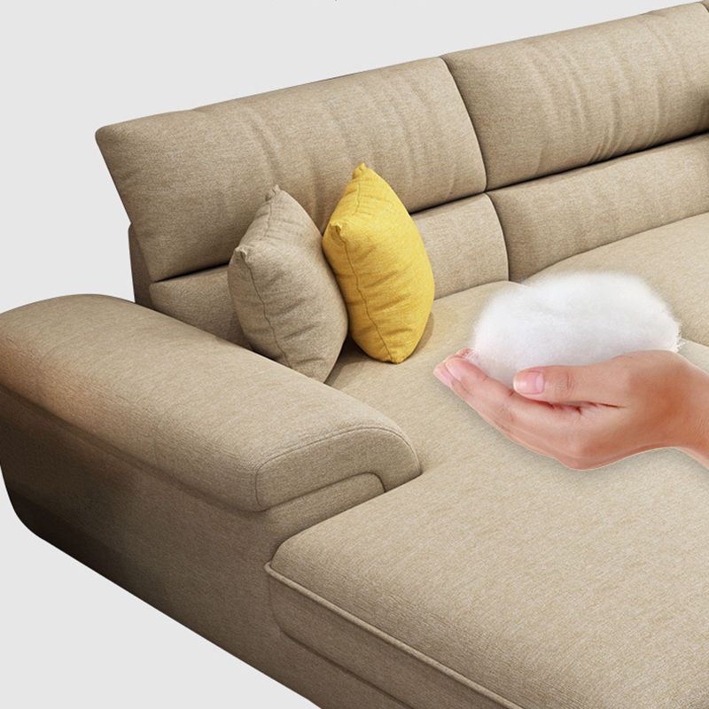 Pillow Top Arm Sofa & Chaise in Khaki Modern Fabric Sectional Clearhalo 'furn' 'furn_sectionals' 'Furniture' 'Living Room Furniture' 'Sectionals' 1200x1200_a8ff91bd-51ae-418c-a6d8-125c34ace533