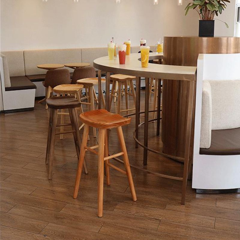 Industrial Wood Simple Barstool Indoor Tall Stool with Contoured Seat Clearhalo 'Bar Furniture' 'Bar Stools' 'bar_stools' 'furn' 'furn_bar_stools' 'furniture_bar_stools' 'Kitchen & Dining Furniture' 'kitchen&dining_furn' 'kitchen' 'kitchen_furn' Furniture' 1200x1200_a9000ec7-18c8-4796-89ca-eb801c16dfb5