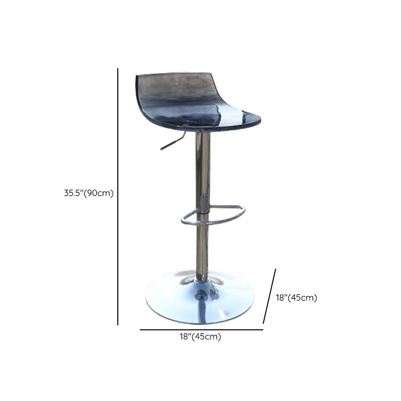 Low Back Armless Adjustable Height Swivel Bar Stool with Footrest