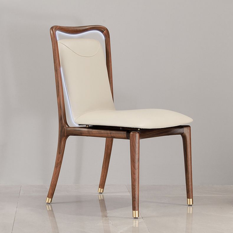 Dining Room Contemporary Walnut Wood Upholstered Solid Back Dining Chair Clearhalo 'Dining Chairs' 'Dining Tables & Seating' 'dining_chair' 'furn' 'furn_dining_chair' 'Furniture' 'Kitchen & Dining Furniture' 1200x1200_a90074b5-14b6-43b5-a1ac-c65c89817b38