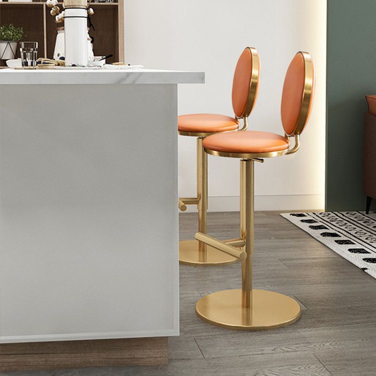 Tabouret de comptoir sans bras réglable nordique, Base en fer, tabouret de Bar avec coussin en cuir