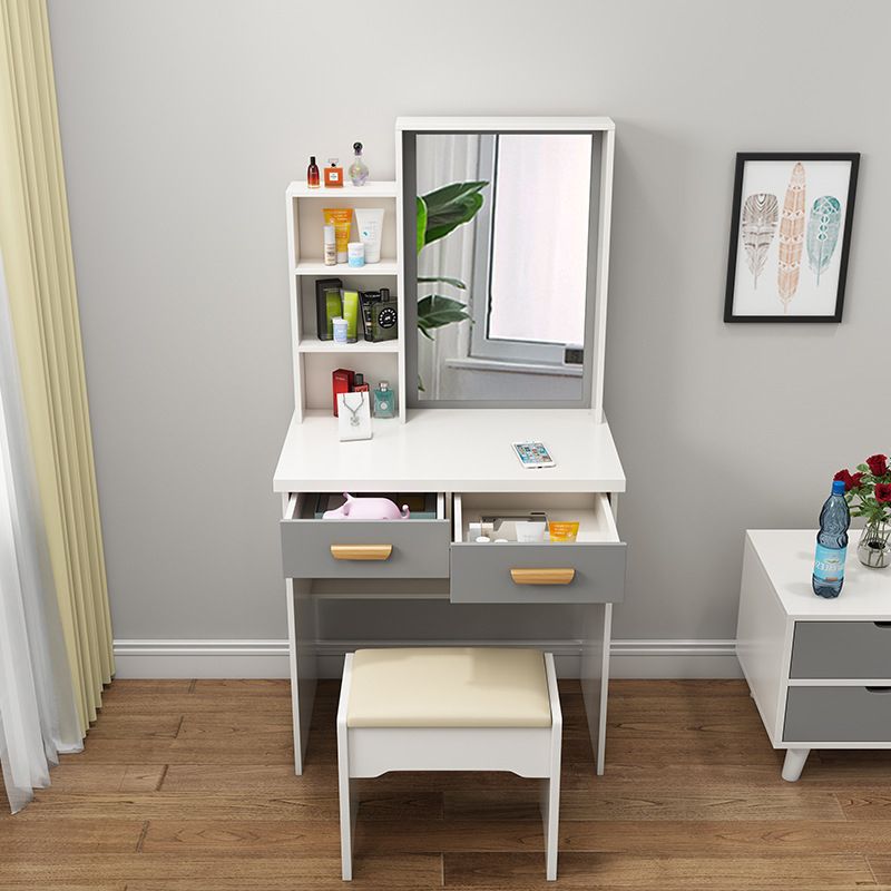 Houten ijdelheid tafel met 1 opberglade make -uptafel met spiegel