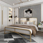 Glam Metal Open-Frame Bed with Rectangular Upholstered Headboard