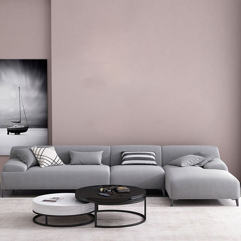 L-shape 4-seater Fabric Sectional Recessed Armed Sectional Sofa