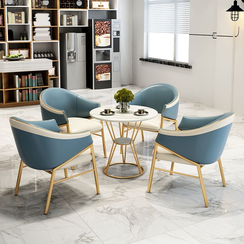 Contemporary Round Dining Table Set 1/2/5 Pcs Stone Top Dinette Set for Home Clearhalo 'Dining Room Sets' 'Dining Tables & Seating' 'dining_room_set' 'furn' 'furn_dining_room_set' 'Furniture' 'Kitchen & Dining Furniture' 1200x1200_a9031c5e-4592-4076-a08f-f98c52155650