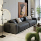 Contemporary Stationary Faux Leather Sofa Living Room Square Arm Cushions Sofa