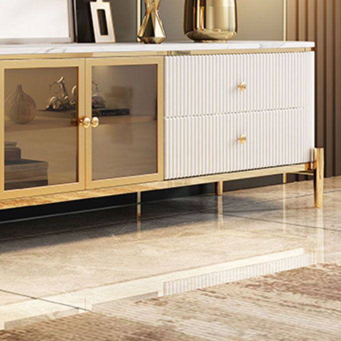Marble Glam TV Console White 4 Drawers Media Console with Doors Clearhalo 'furn' 'furn_tv_stands_entertainment_centers' 'Furniture' 'Living Room Furniture' 'TV Stands & Entertainment Centers' 'TV Stands & Media Storage Furniture' 'tv_stands_entertainment_centers' 1200x1200_a907b4ca-95cd-4331-96e5-200fbfd9f725