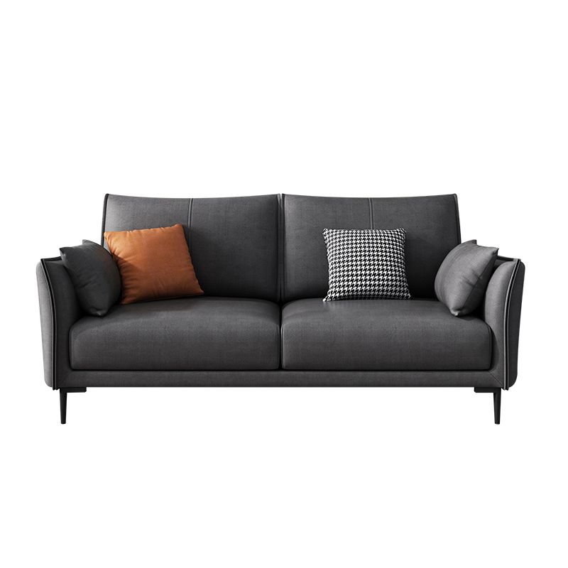 Stain-Resistant Faux Leather Couch Living Room Flared Arm Sofa with Pillow Back Clearhalo 'furn' 'furn_sofas' 'Furniture' 'furniture_sofas' 'Living Room Furniture' 'Sofa' 'sofas' 1200x1200_a9080fb4-b57b-4882-8779-3926a39bb6b1