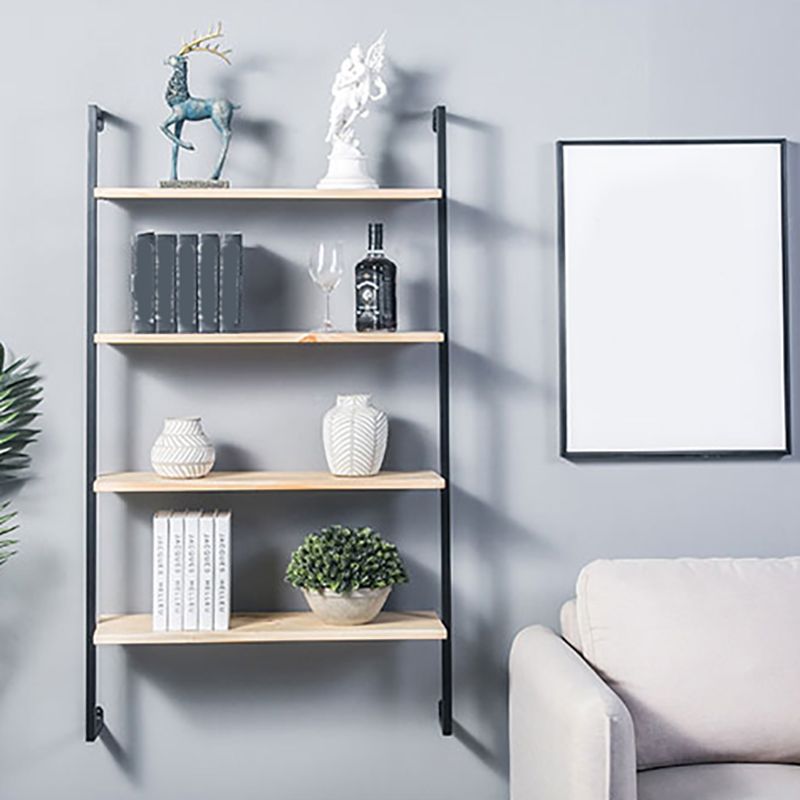 Contemporary Wall Unit Bookcase Metal Frame Pine Wood Shelf Bookshelf Clearhalo 'Bookcases' 'furn' 'furn_bookcases' 'Furniture' 'furniture_bookcases' 'Office Furniture' 1200x1200_a9087dfa-0f25-4ccd-9e61-4d72e4bcf408