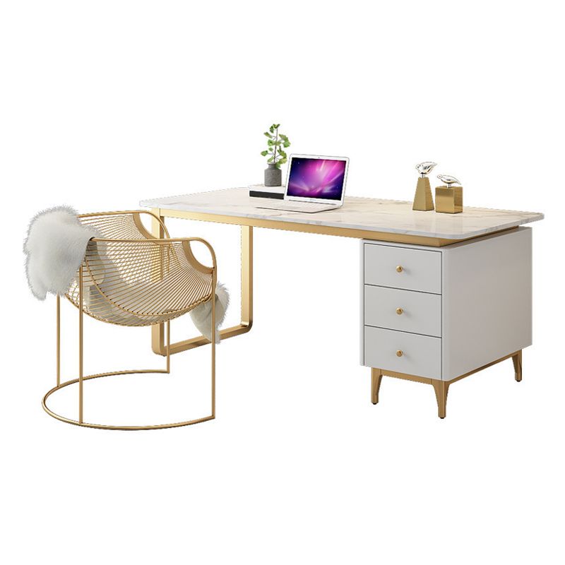 Glam White Marble Writing Desk with 3-Drawer Rectangular Office Desk Clearhalo 'furn' 'furn_office_desk' 'Furniture' 'Office Desks' 'Office Furniture' 'office_desk' 1200x1200_a908911a-24f6-4ed8-9446-183699ba3033