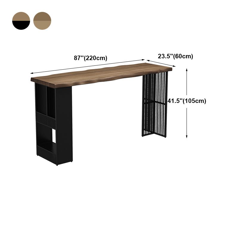 Solid Wood Pub Table with Rectangle Table Top Double Pedestal Table - 41.3" H Clearhalo 'Bar Furniture' 'Bar Tables' 'bar_tables' 'furn' 'furn_bar_tables' 'Furniture' 'furniture_bar_tables' 'Kitchen & Dining Furniture' 1200x1200_a90a41a0-5a3b-43e5-996e-bc6d4f142c05