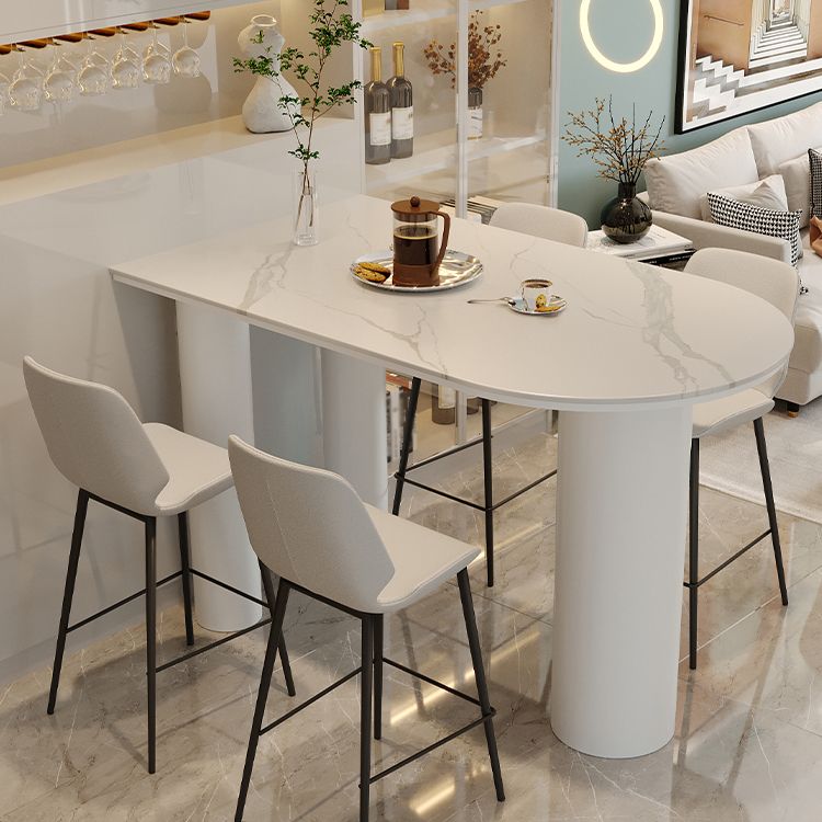 White Stone Top Counter-height Pub Table Contemporary Legs Bar Dining Table Clearhalo 'Bar Furniture' 'Bar Tables' 'bar_tables' 'furn' 'furn_bar_tables' 'Furniture' 'Kitchen & Dining Furniture' 1200x1200_a90a9bc7-a84b-457d-8ac3-e3b5ff5d7bbb