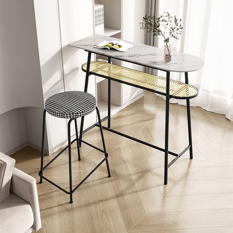 Modern Style Bar Table in Faux Marble and Metal Milk Tea Shop Bar Table in White Clearhalo 'Bar Furniture' 'Bar Tables' 'bar_tables' 'furn' 'furn_bar_tables' 'Furniture' 'Kitchen & Dining Furniture' 1200x1200_a90b706a-8984-488c-9bfb-64f4aad7227c