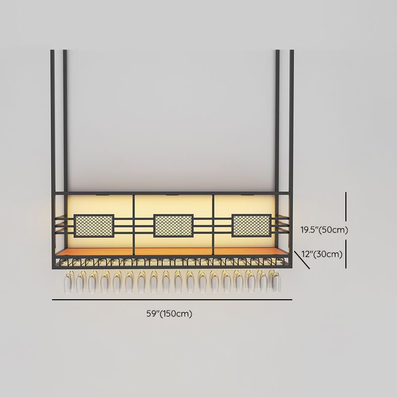 Porta del vino sospeso contemporaneo con supporto di vetro e scaffale