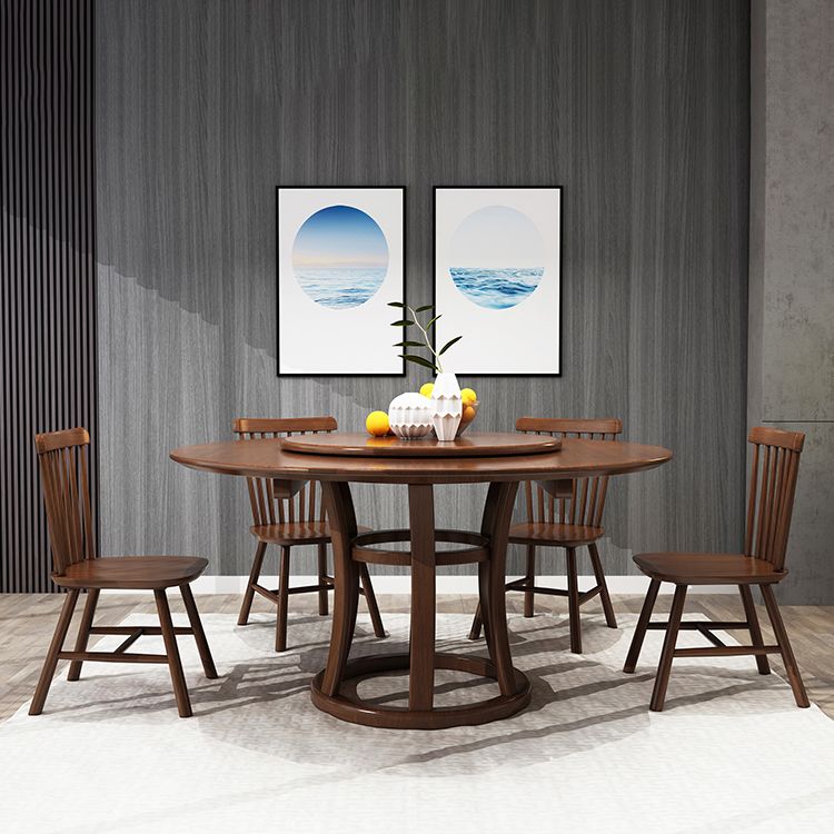 Table ronde moderne en bois massif, avec plateau tournant, pour la maison