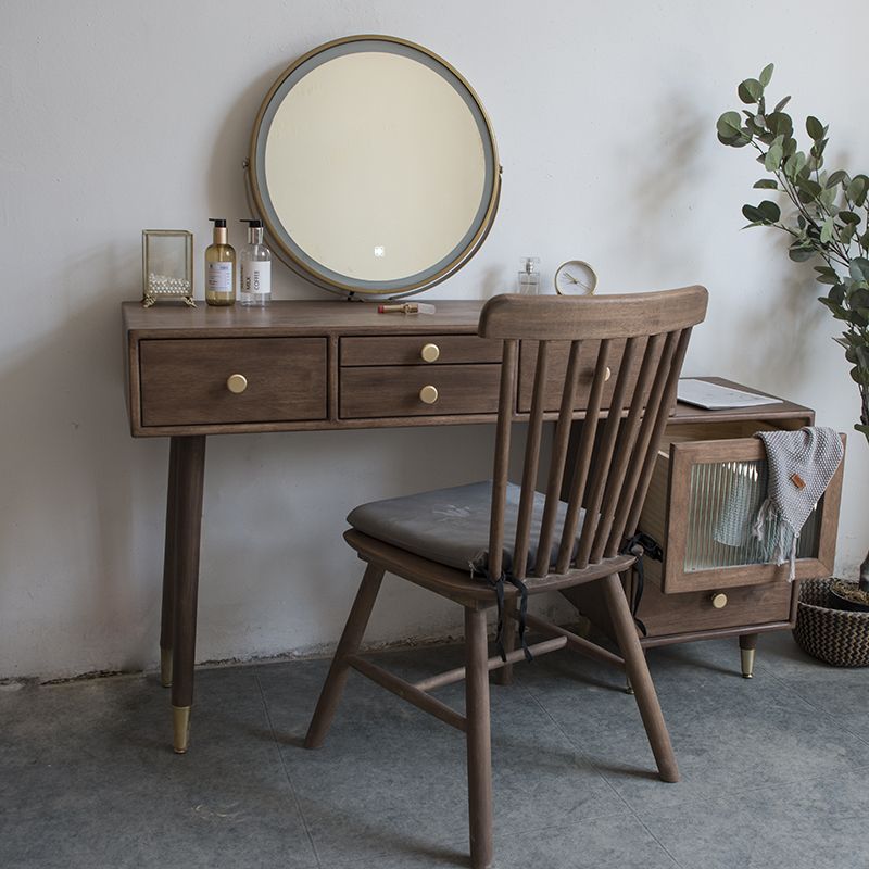 Tavolo da toeletta in legno in legno vanità per trucco in legno massello con cassetti