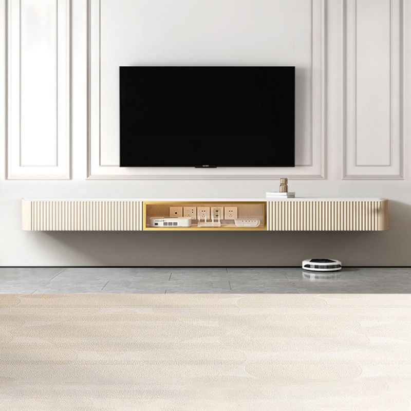 Glam Stone TV Media Stand Enclosed Storage White TV Stand for Living Room Clearhalo 'furn' 'furn_tv_stands_entertainment_centers' 'Furniture' 'Living Room Furniture' 'TV Stands & Entertainment Centers' 'TV Stands & Media Storage Furniture' 'tv_stands_entertainment_centers' 1200x1200_a90f2452-9edb-4b1a-8b6b-141e2a30814a