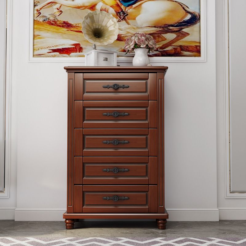 43.30" Tall Wood Accent Cabinet 5-Drawer Rectangular Accent Chest
