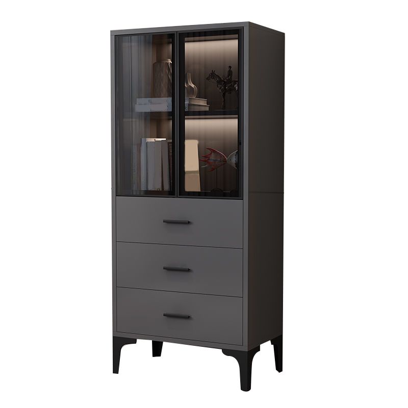 Glam Glass Door Server Wood Dinner Server Cabinet without LED Lights Clearhalo 'buffet_sideboard' 'Buffets & Sideboards' 'furn' 'furn_buffet_sideboard' 'Furniture' 'Kitchen & Dining Furniture' 1200x1200_a90f315b-63fe-42e9-aa90-fad8170906c7