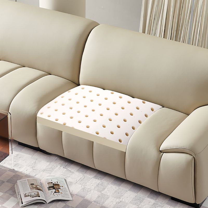 Genuine Leather Cream Sofa Modern 30.7" H Pillow Top Arm Sofa Clearhalo 'furn' 'furn_sofas' 'Furniture' 'Living Room Furniture' 'Sofa' 'sofas' 1200x1200_a91201cc-7af4-4aaa-9c81-3725367f5385