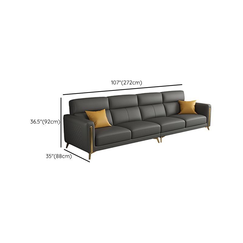 Glam Stationary Sectional Sofa Cushion Back Leather Living Room Set Clearhalo 'furn' 'furn_sectionals' 'Furniture' 'Living Room Furniture' 'Sectionals' 1200x1200_a912c233-6dec-48af-9999-cf3ab38216b6