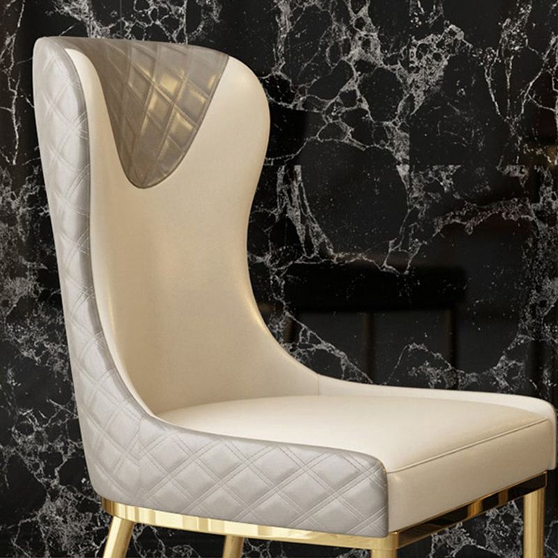 Faux Leather Kitchen Dining Chair Glam Upholstered Dining Chair with Metal Legs