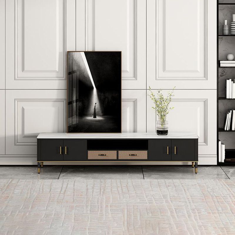 Console multimédia TV moderne, support multimédia TV en pierre pour le salon