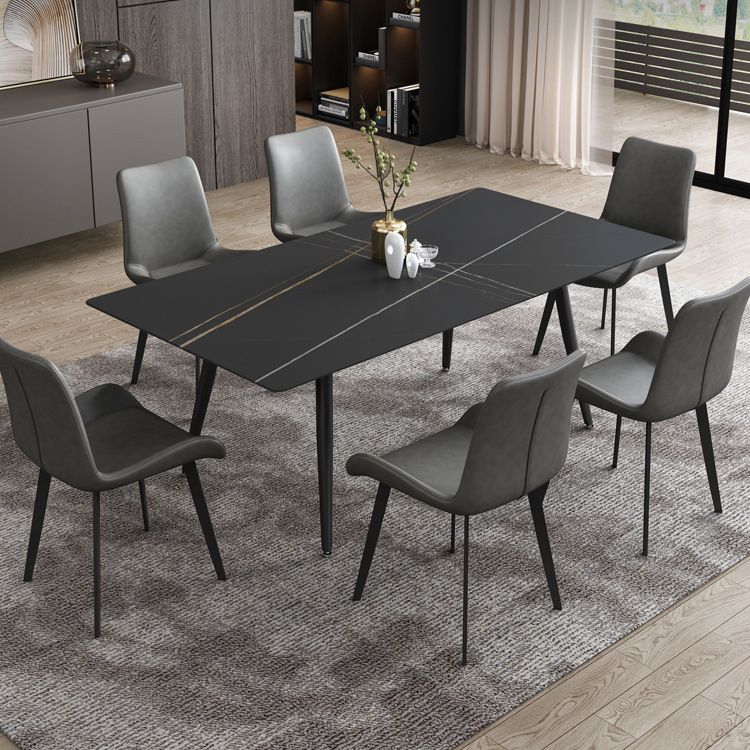 Rectangular Sintered Stone Dining Table Modern Furniture with 4 Legs in Matte Finish Clearhalo 'Dining Tables & Seating' 'Dining Tables' 'dining_table' 'furn' 'furn_dining_table' 'Furniture' 'furniture_dining_table' 'Kitchen & Dining Furniture' 'kitchen' 'kitchen_dining_table' 1200x1200_a918cc09-314c-4887-904b-cbdaadeabf8a