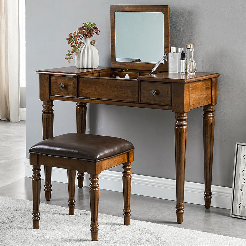 Traditional Vanity Dressing Table Solid Wood 2-Drawer Makeup Vanity Desk Clearhalo 'Bedroom Furniture' 'furn' 'furn_makeup_vanities' 'Furniture' 'Makeup Vanities' 'makeup_vanities' 1200x1200_a91a4087-1ed8-49fe-8be8-53c6f3282cd0