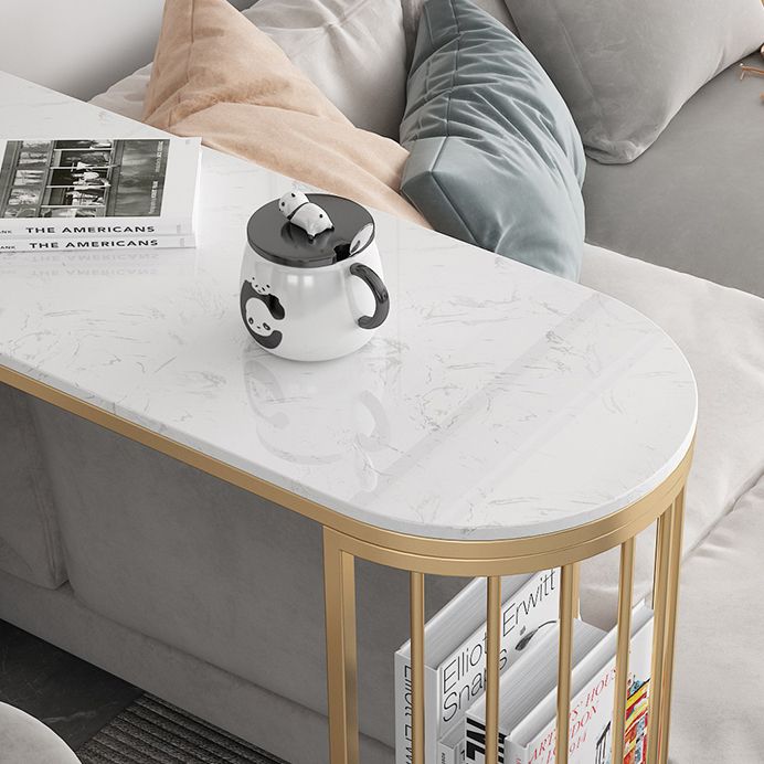 Glam Gold Iron Bar Table 41.3"H Marble White Top Bistro Table with Wine Glass Holders Clearhalo 'Bar Furniture' 'Bar Tables' 'bar_tables' 'furn' 'furn_bar_tables' 'Furniture' 'furniture_bar_tables' 'Kitchen & Dining Furniture' 'kitchen&dining_furn' 'kitchen' 1200x1200_a91b5996-deae-4857-a979-bd485d043e07