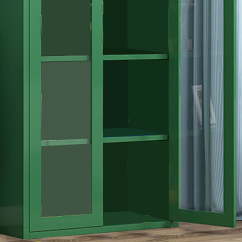 Contemporary Storage Cabinet Antique Finish Side Cabinet with Glass Paned Clearhalo 'Cabinets & Chests' 'cabinets_chests' 'furn' 'furn_cabinets_chests' 'Furniture' 'Living Room Furniture' 1200x1200_a91d43ba-2d6c-4c3c-8bf1-91c3b6a16d37