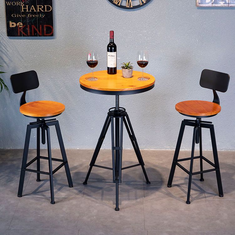 Industrial 1/2/3 Pieces Solid Wood Bar Table Set Round Bistro Set Clearhalo 'Bar Furniture' 'furn' 'furn_home_bar_bar_sets' 'Furniture' 'Home Bars & Bar Sets' 'home_bar_bar_sets' 'Kitchen & Dining Furniture' 1200x1200_a91e4a6f-2f94-4093-8591-3e1e39d9d063