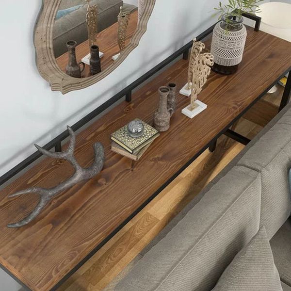 Tavolo da bar in legno di pino rettangolo tavolo da bar lussuoso con base di cavalletto in nero