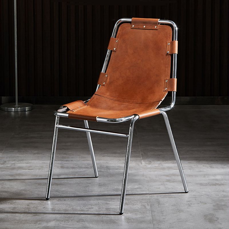 現代のキッチンダイニングチェアフェイクレザーサイドチェア銀の脚