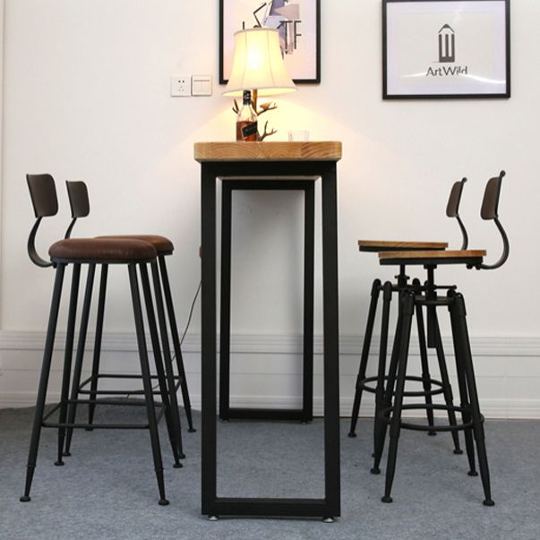 Light Brown Modern Style Bar Table Solid Wood Bar Table with Metal Base Clearhalo 'Bar Furniture' 'Bar Tables' 'bar_tables' 'furn' 'furn_bar_tables' 'Furniture' 'furniture_bar_tables' 'Kitchen & Dining Furniture' 1200x1200_a91f5a06-51d9-436e-97ab-d14c59e59552