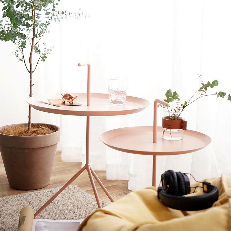 21.6"/25.5" Tall Metal Pedestal End Table Round Tray Top Side End Table Clearhalo 'Coffee & Accent Tables' 'End & Side Tables' 'end_side_table' 'Furniture' 'furniture_end_side_table' 'Living Room Furniture' 1200x1200_a920c284-412d-41c0-8999-89f8390c0e6d