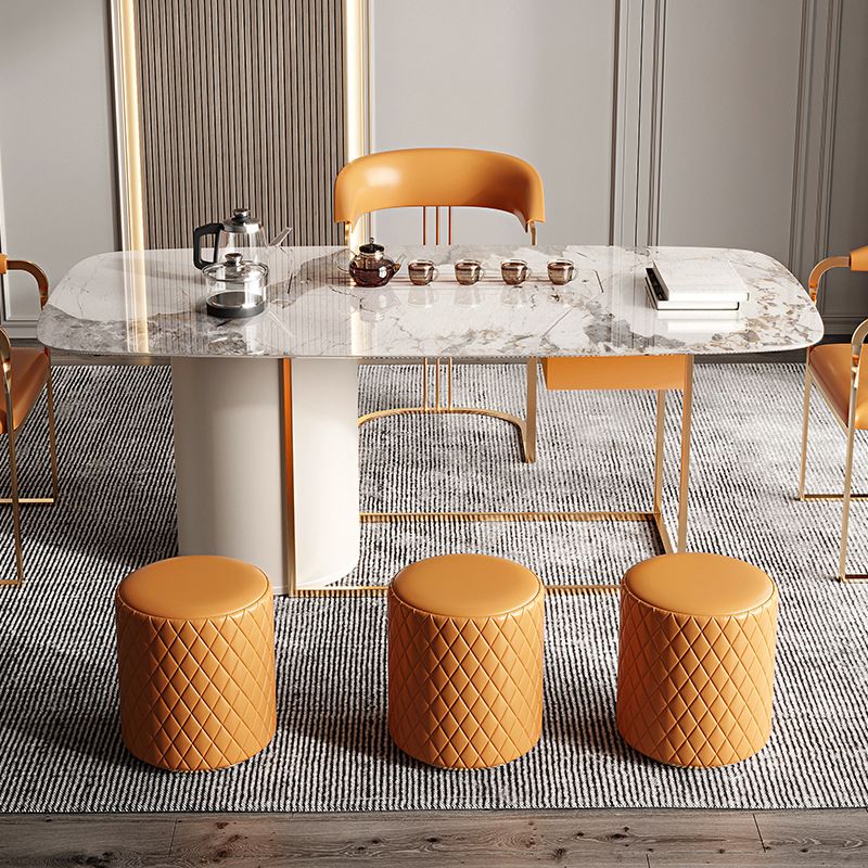 Glam Rectangle Table Sintered Stone Table with Metal Legs for Home Use